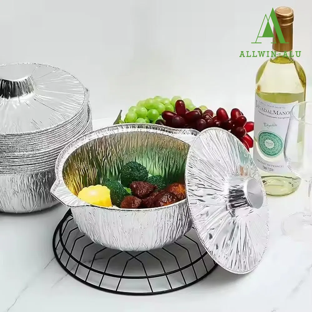 Hot Sale Disposable Cooking Steam Pot 5300ml Aluminum Foil Food Container with Foil Lid