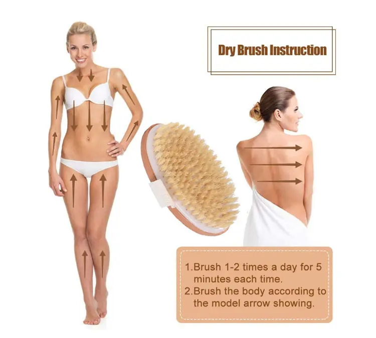 Wholesale High Quality Bamboo Dry Skin Body Brush Boar Bristles Bath Brush