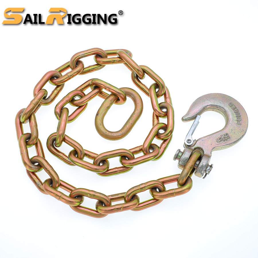 High Tensile 3/ 8 Galvanized G70 Transport Chain Tow Chain and Hooks Chain Link Galvanized Tie Down Chain