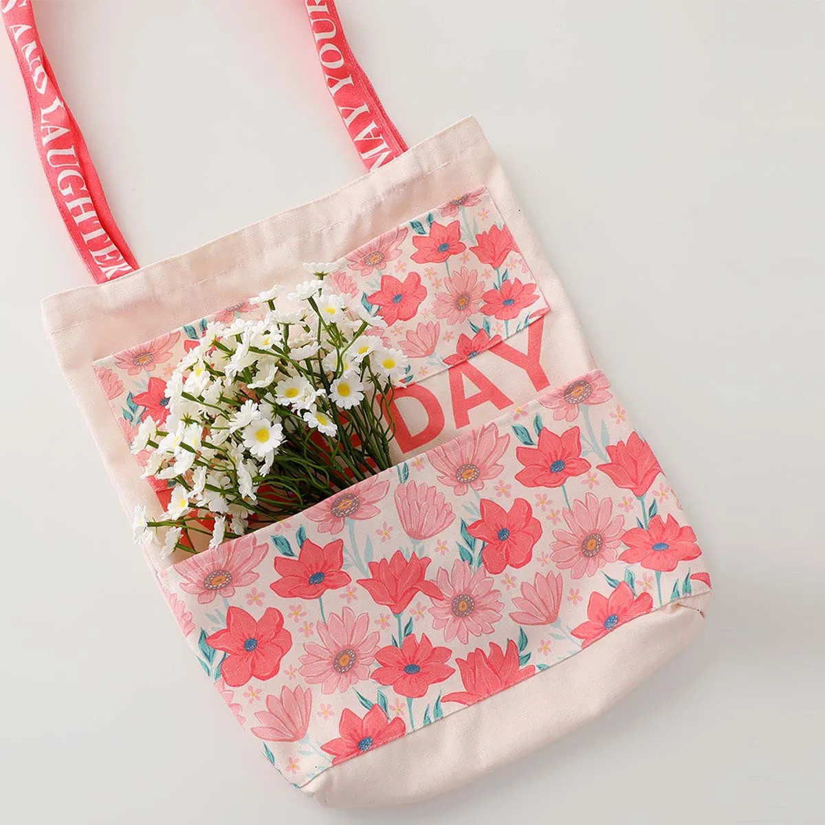 Canvas Bag, Wall-Mounted Storage Bag at The Door, Three Pockets, Can Be Carried and Carried, Multi-Functional Shopping Bag