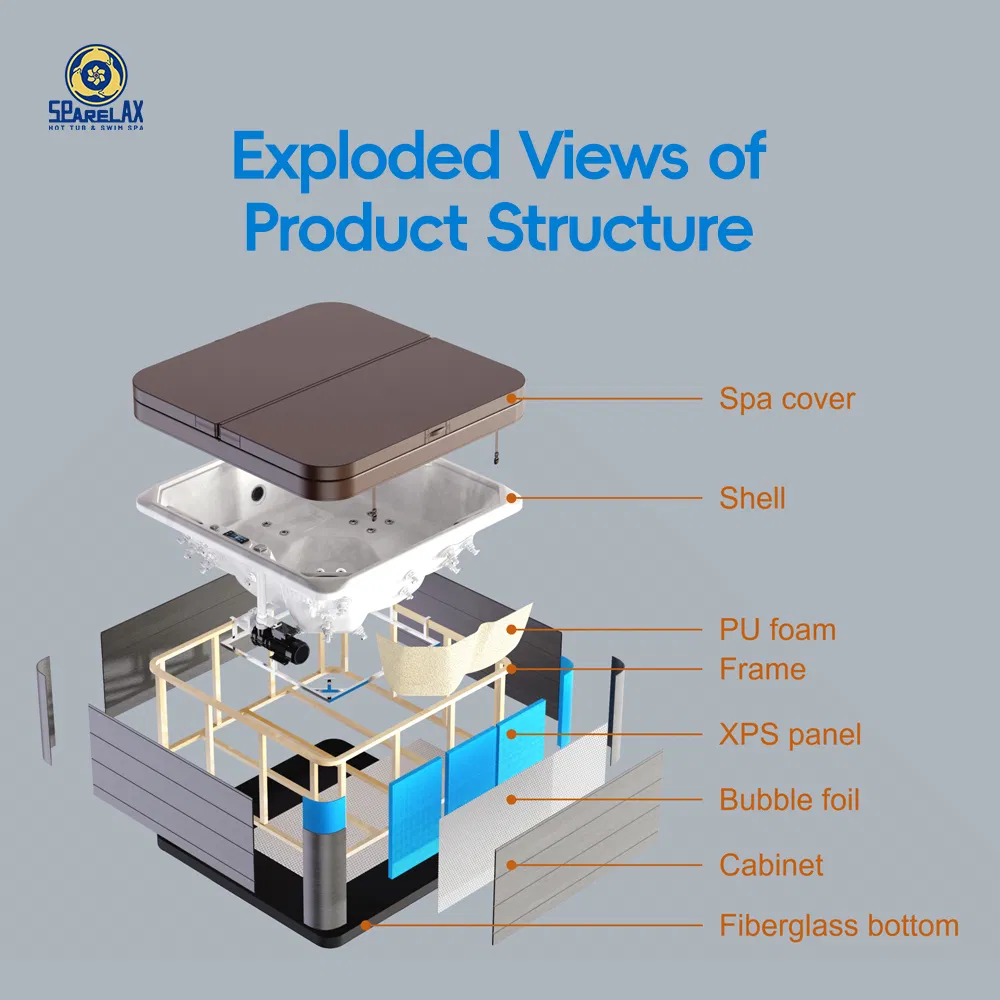 Outdoor SPA Tub Energy Efficient Easy Installation Modern Hot Tub