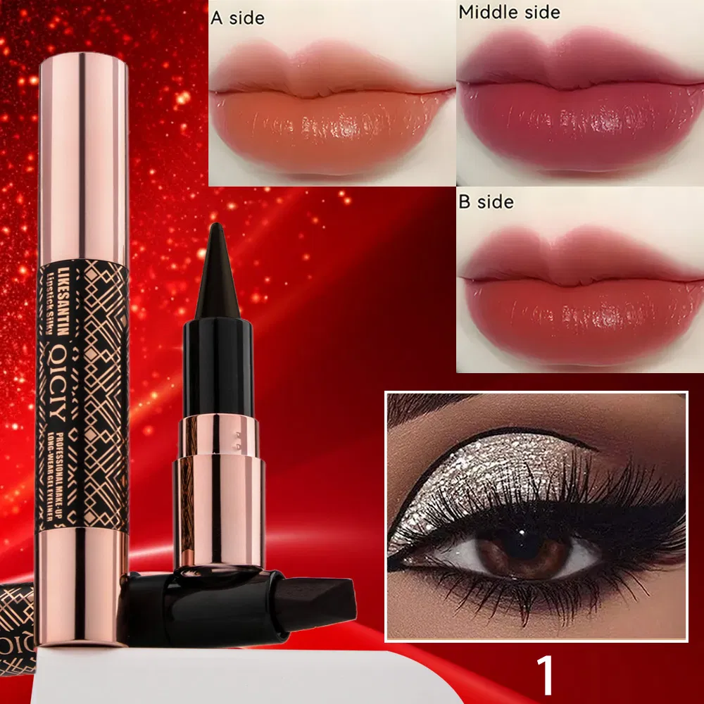 Cosmetic 6g 3 Color Lipstick + Eyeliner Makeup Set