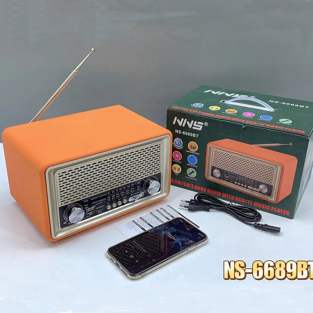 Радио-колонка NS-6689BT в деревянном корпусе с Bluetooth
