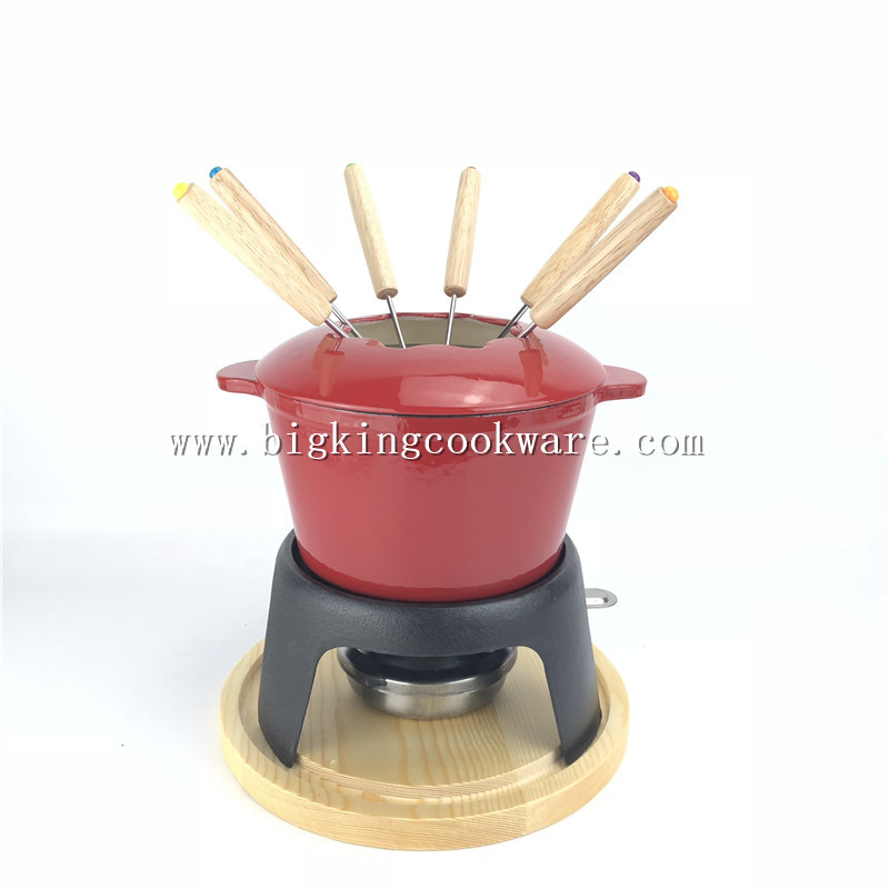 Enamel Cast Iron Cheeze Fondue Chocolate Foundue Set