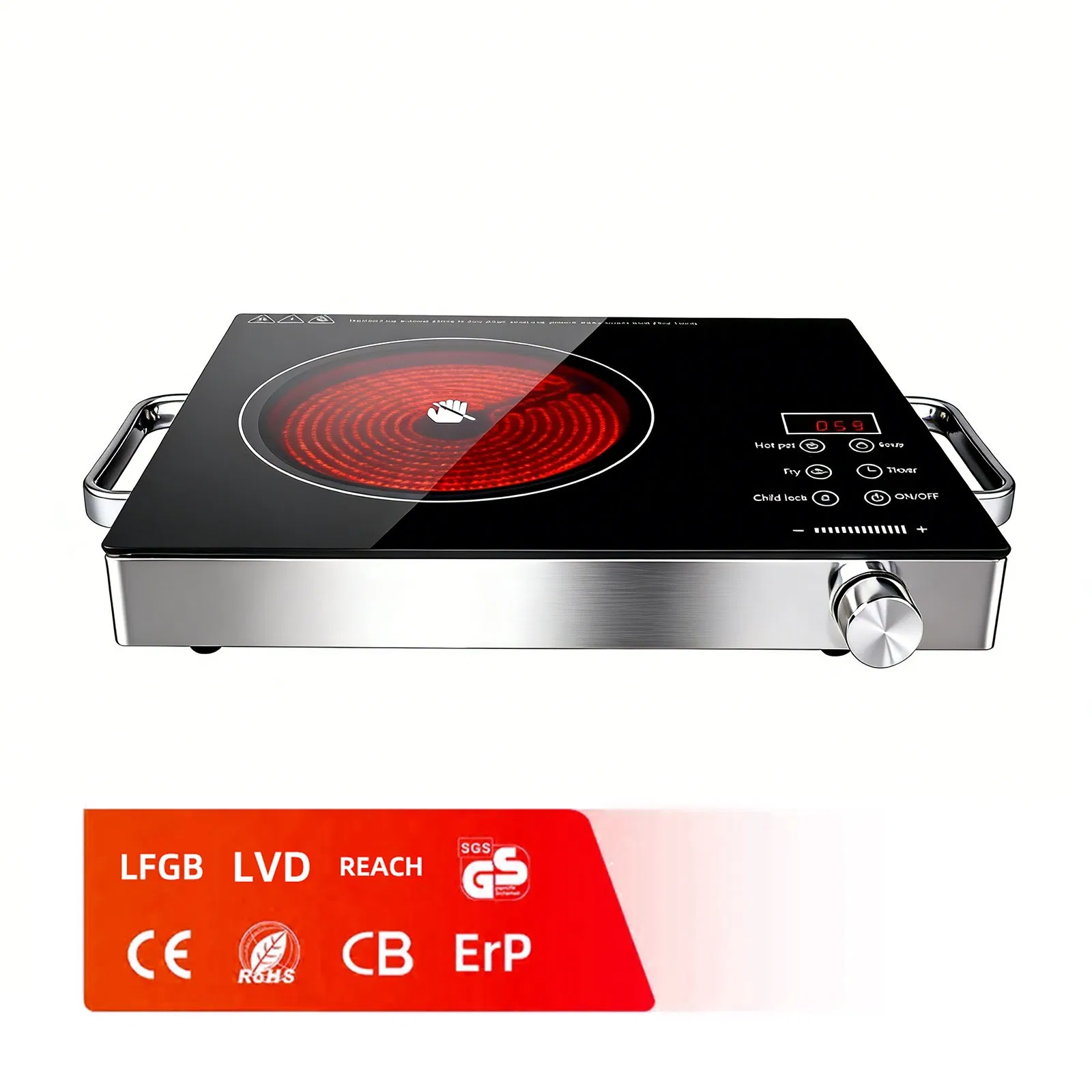 Stainless Steel 2000W Portable Touch Control Infrared Hot Plate