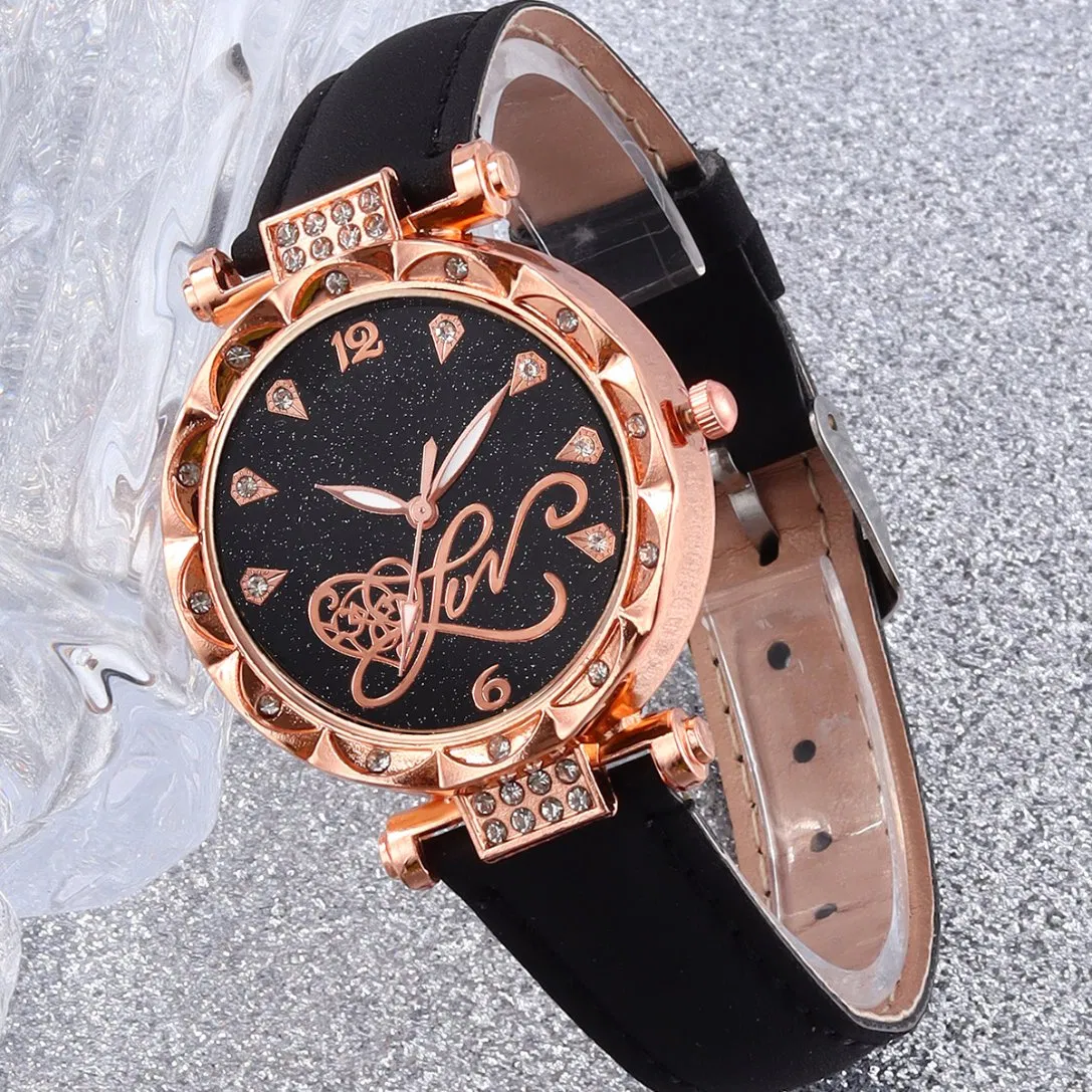 Romantic Heart Rhinestone Jewelry Women's Watch Set (6 Pieces)