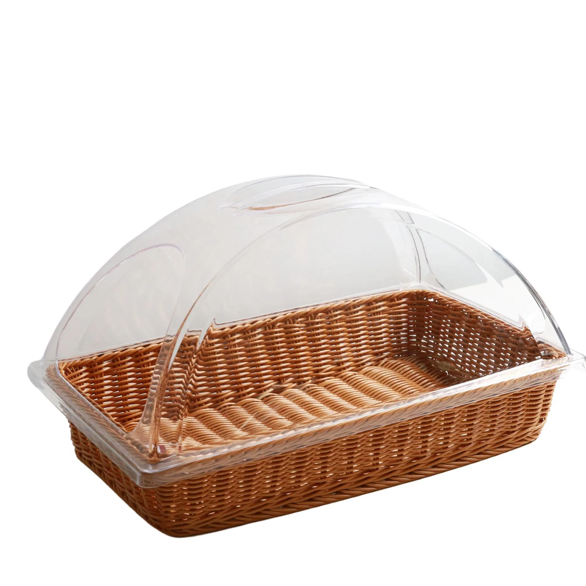 Wholesale Kitchen Round Bread Rattan Basket with Cover for Food