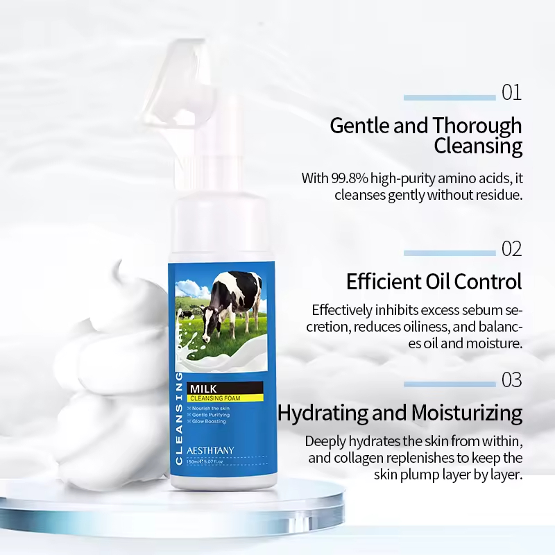 OEM ODM Hydrocotyle Centella Green Tea Shea Butter Snail Mucin Cherry Rice Milk Cocunt Skin Care Facial Foam