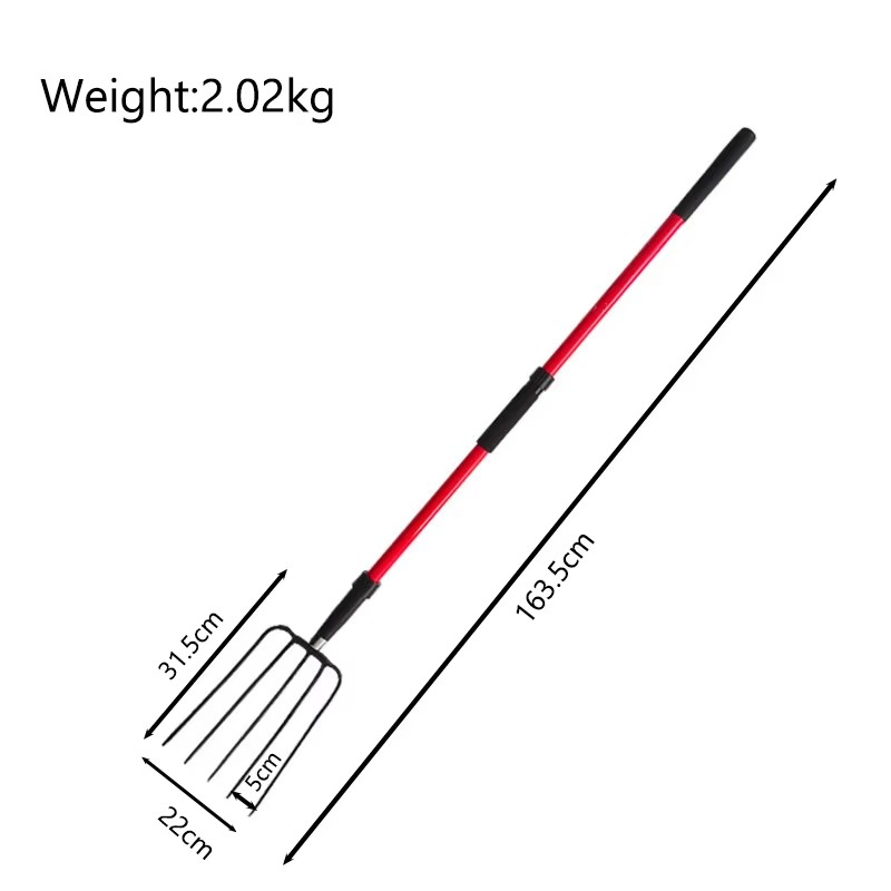 Wholesale 5-Tine Steel Garden Grass Fork with Fiberglass Handle Farming Digging Fork