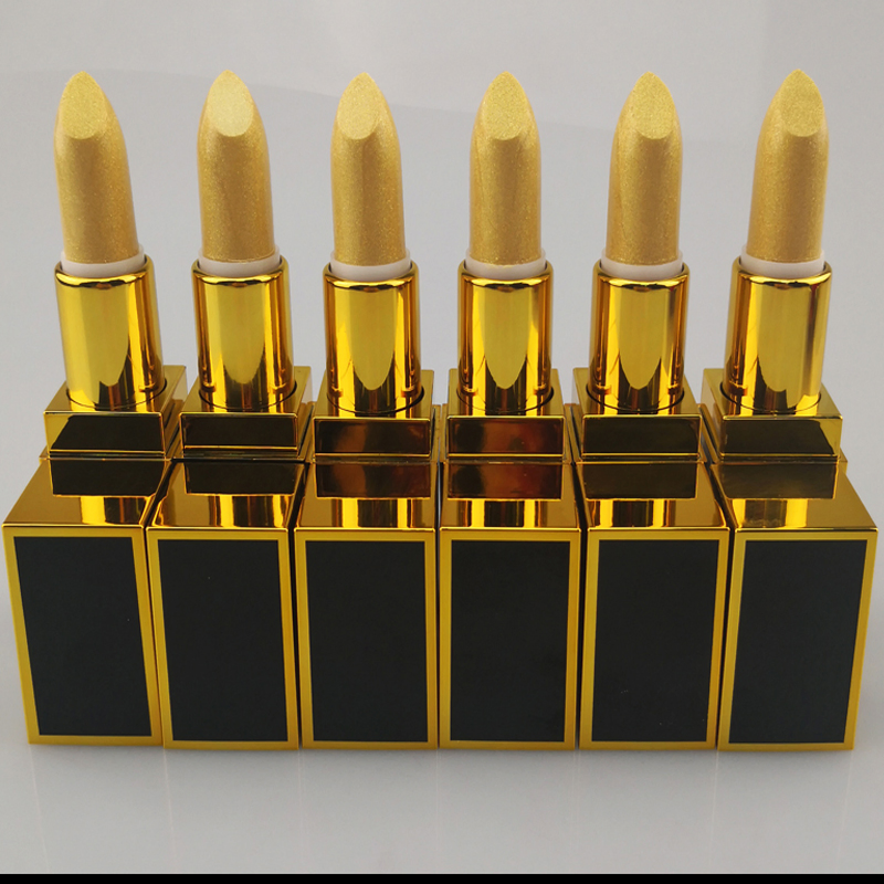 OEM Gold Pearl Lipstick Sparkle Used Alone Overlaid with Lip Makeup