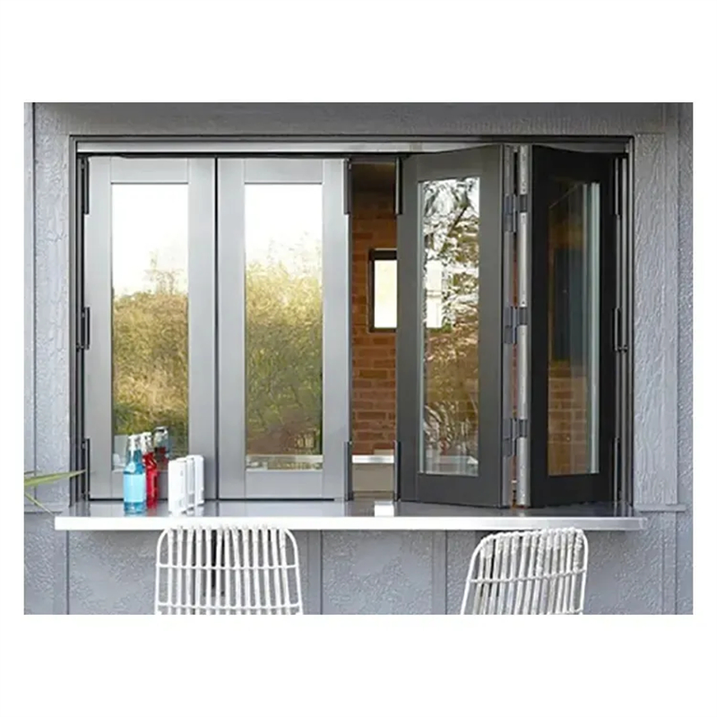 Modern House Shop Vertical Glass Fold up Window Bi-Fold Design Vertical Aluminum Folding Glass Windows
