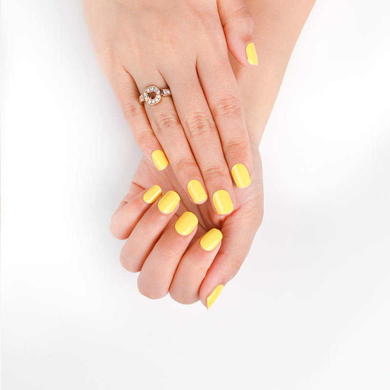 Solid Yellow Color Gel Nail Polish Sticker Customized Available Nail Art