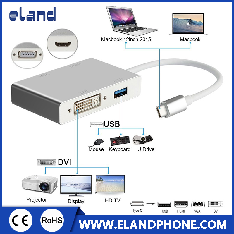Multiport USB Type to U3/HDMI/DVI/VGA Adapter