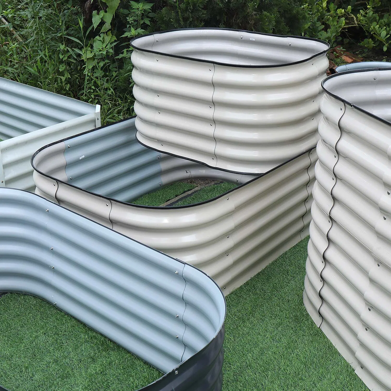 Metal Planter Boxs Galvanized Vegetables Flower Designed Easy Garden Bed Modular 4