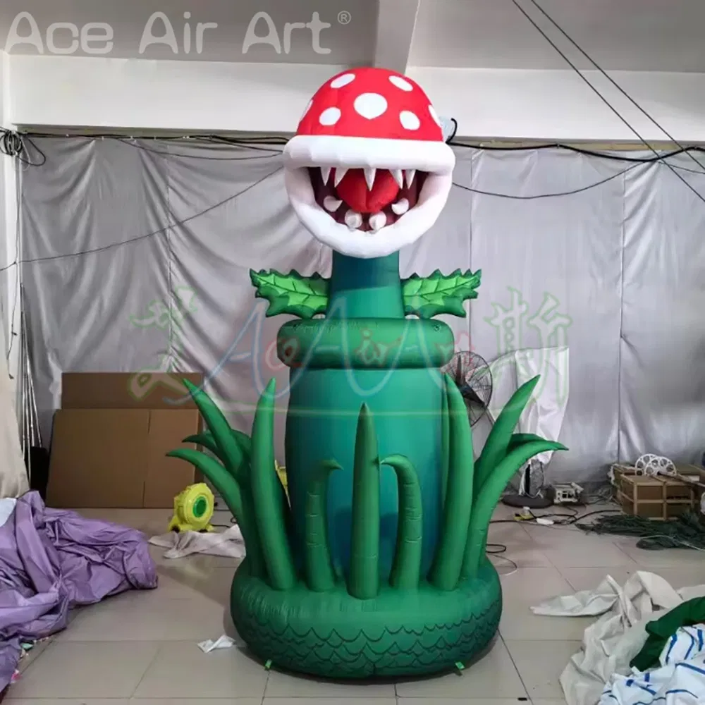 3.5m Giant Inflatable Cartoon Chomper Flower Air Blow Creative Piranha Plant for Event Kids Party Stage Decor Advertising Props