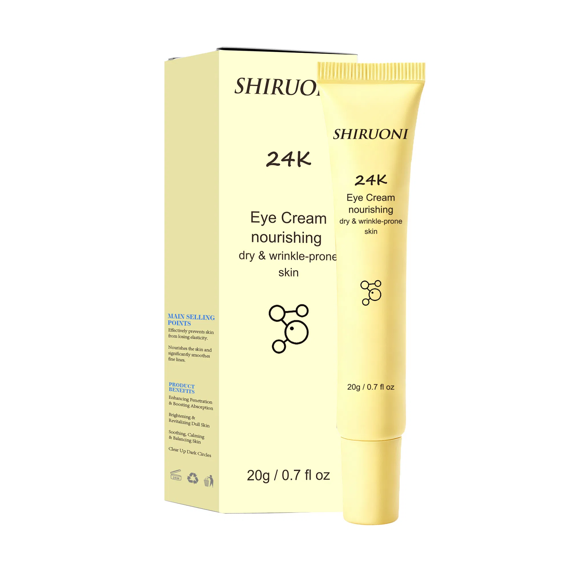 Wholesale Nourishing Moisturizing Lifting Firming Anti-Aging 24K Eye Cream for Skin Care