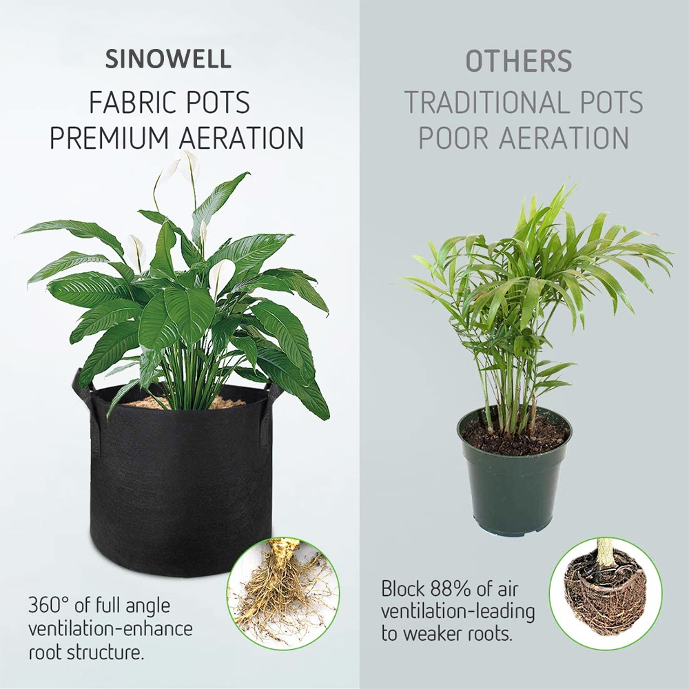 Горшок тканевый войлочный для растений 40-750 литров черный