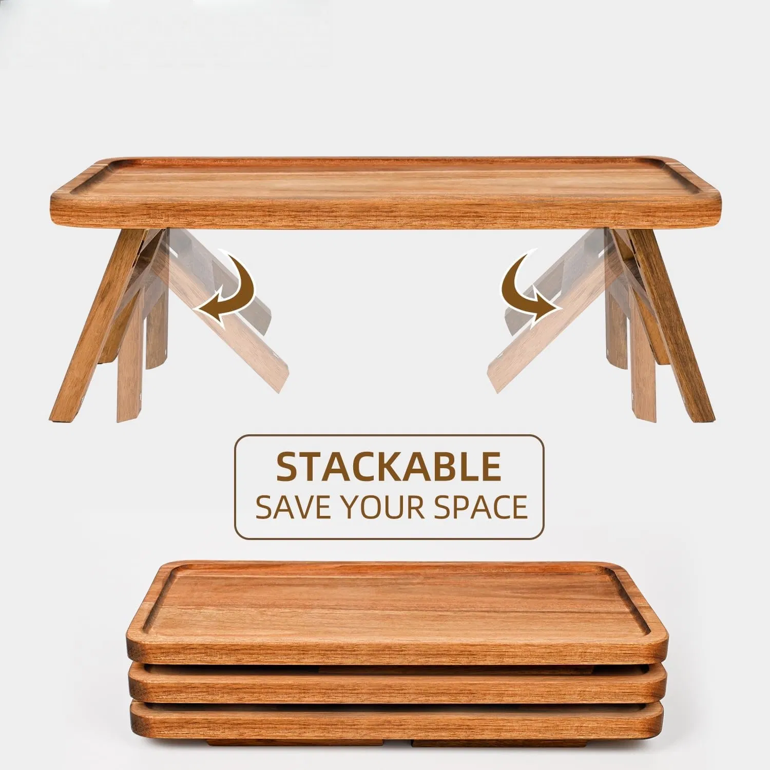 3 Tier Acacia Wooden Tiered Tray Foldable Foldable Table Display Serving Tray for Party Birthday Wedding Christmas