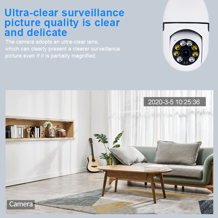 WiFi камера-лампа 360° с датчиком движения H.265