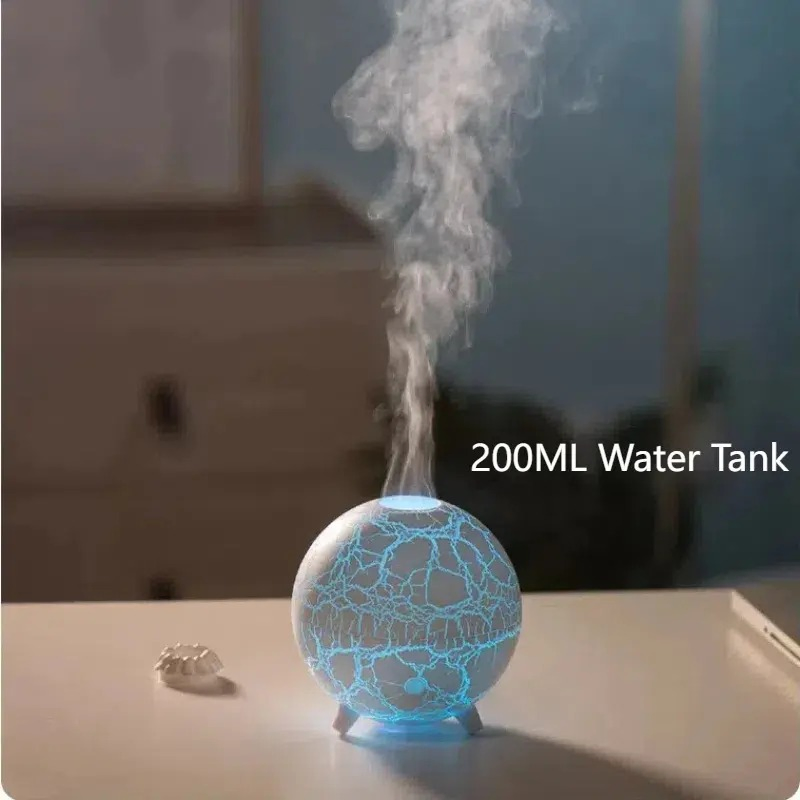 Colorful Ultrasonic Aromatherapy Humidifier with Crackling Flame Effect