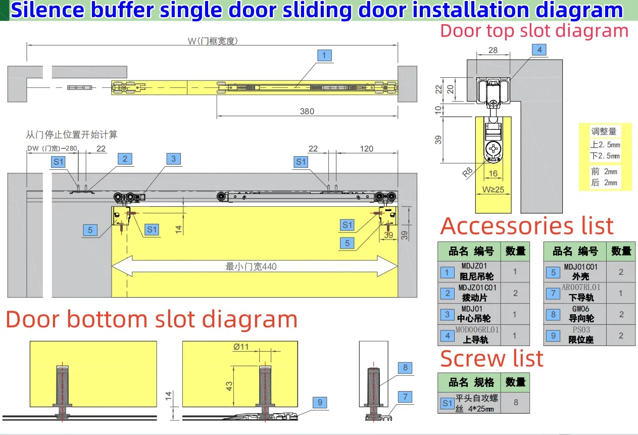 Hwavy Duty120kg Sliding Ceiling Hanging Buffer Damper Wooden Bifold Concealed Hidden Barn Wardrobe Door Hardware Set Accessries for Sectional Kit