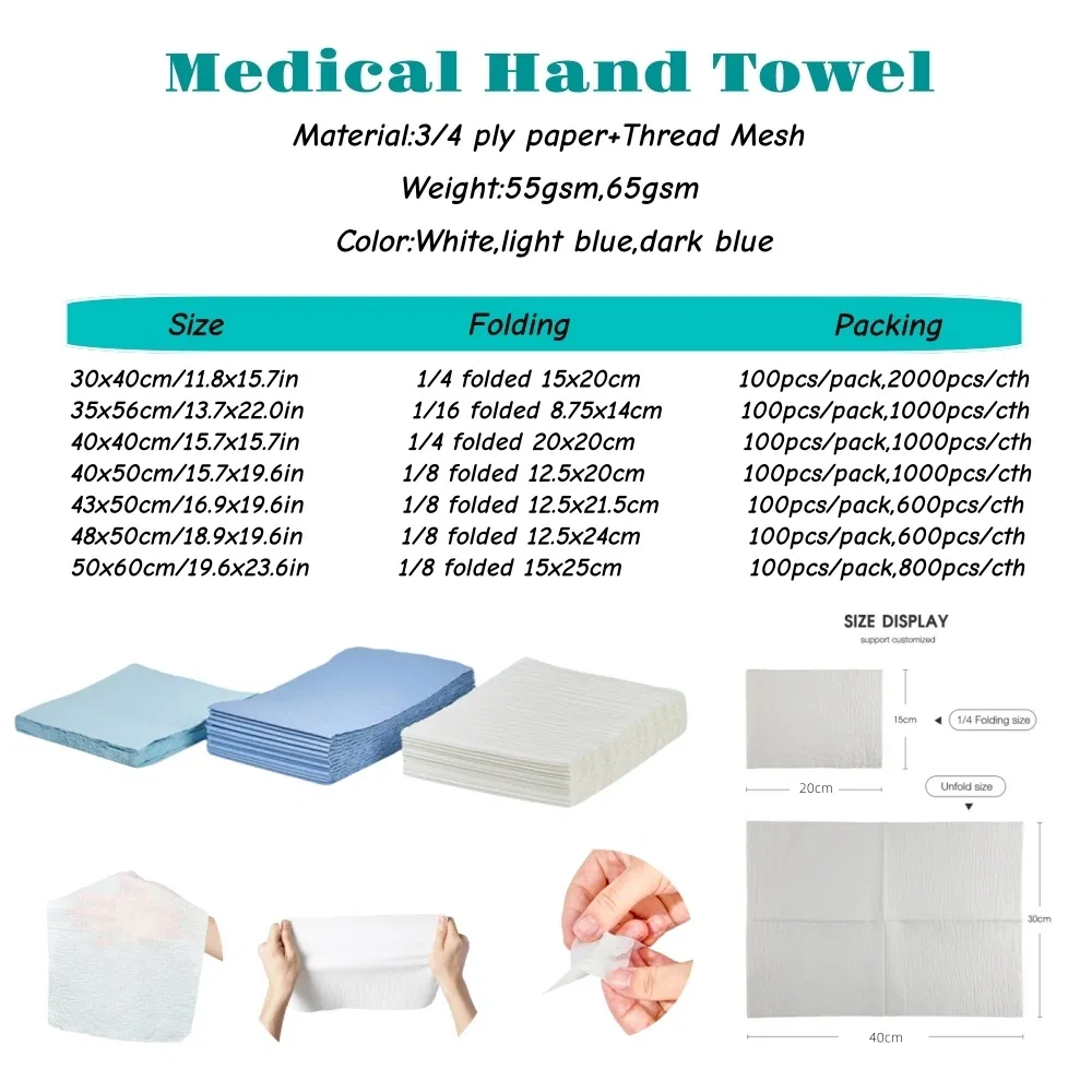 Eco-Friendly Reinforced Cleaning Wiper Absorbent Adults Tissue Paper Fluorescent-Free Paper Hand Towels