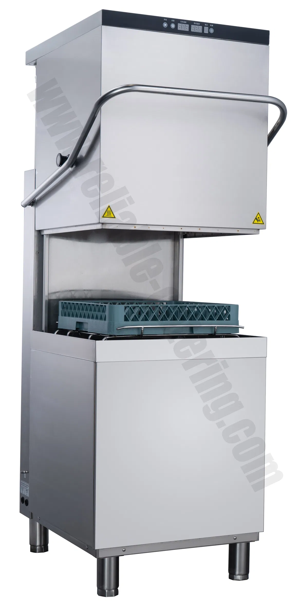 High-Capacity Hood Type Commercial Dishwasher with Viewing Window Automatic Stainless Steel Standing Unit for Restaurant Kitchenware