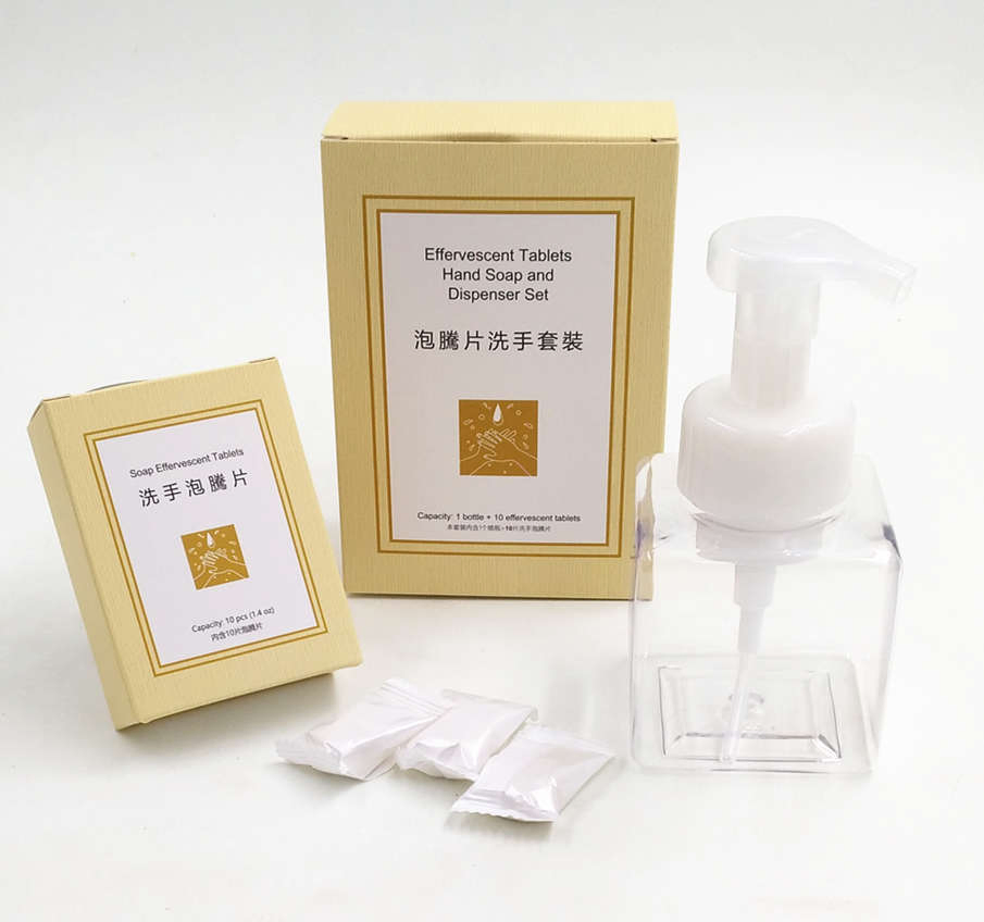 Effervescent Tablets with 10 PCS Hand Wash and Rich Foam Pump Bottles Dispenser Clean Set