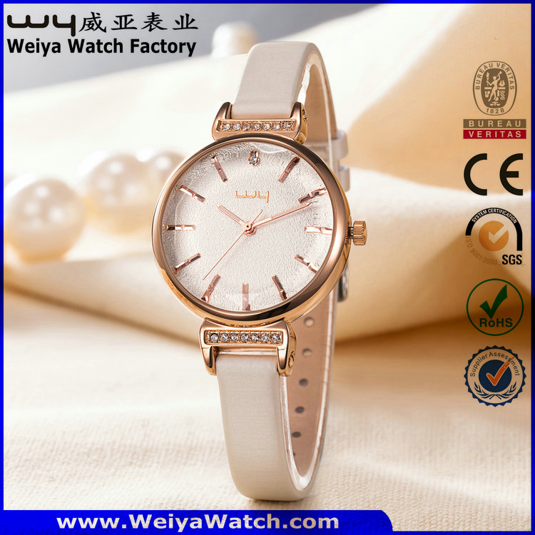 Hot Selling OEM/ODM Leather Strap Quartz Ladies Watch (Wy-102B)