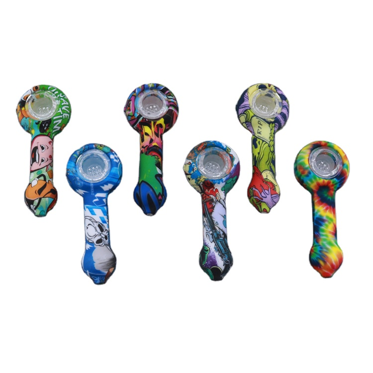 Silicone Oil Burner DAB Pipes Herb Tobacco Smoking Pipe Multi-Function with Wax Dabber Tool Glass Bowl