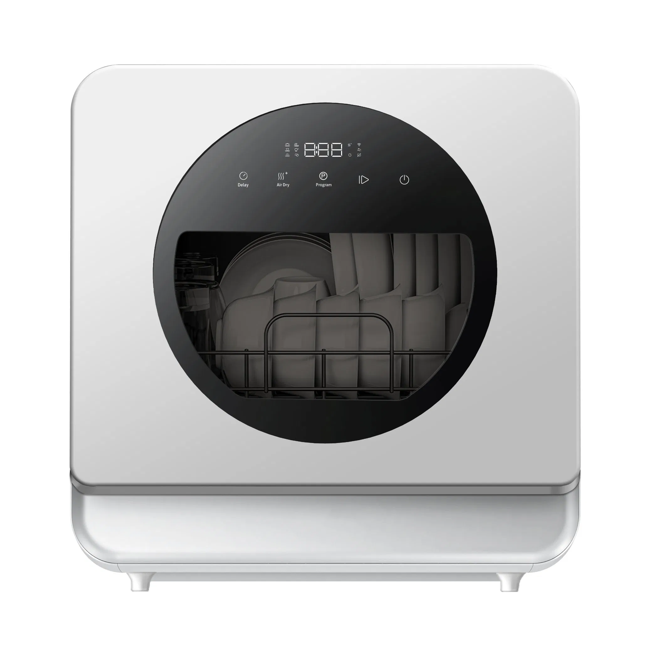 Portable Countertop Dishwasher with a Transparent Window to See Clean Results