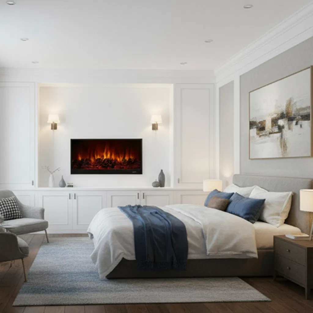 Stylish Electric Fireplace with Multi-Color LED Lighting and Remote Control