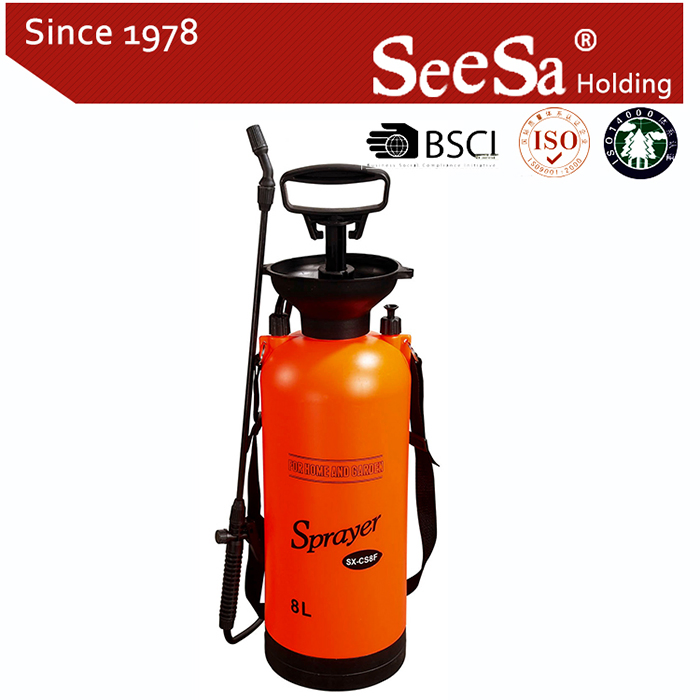 8L Garden Hand Power Plastic Weed Bug Killer Backpack Pressure Pump Sprayer (SX-CS8F)