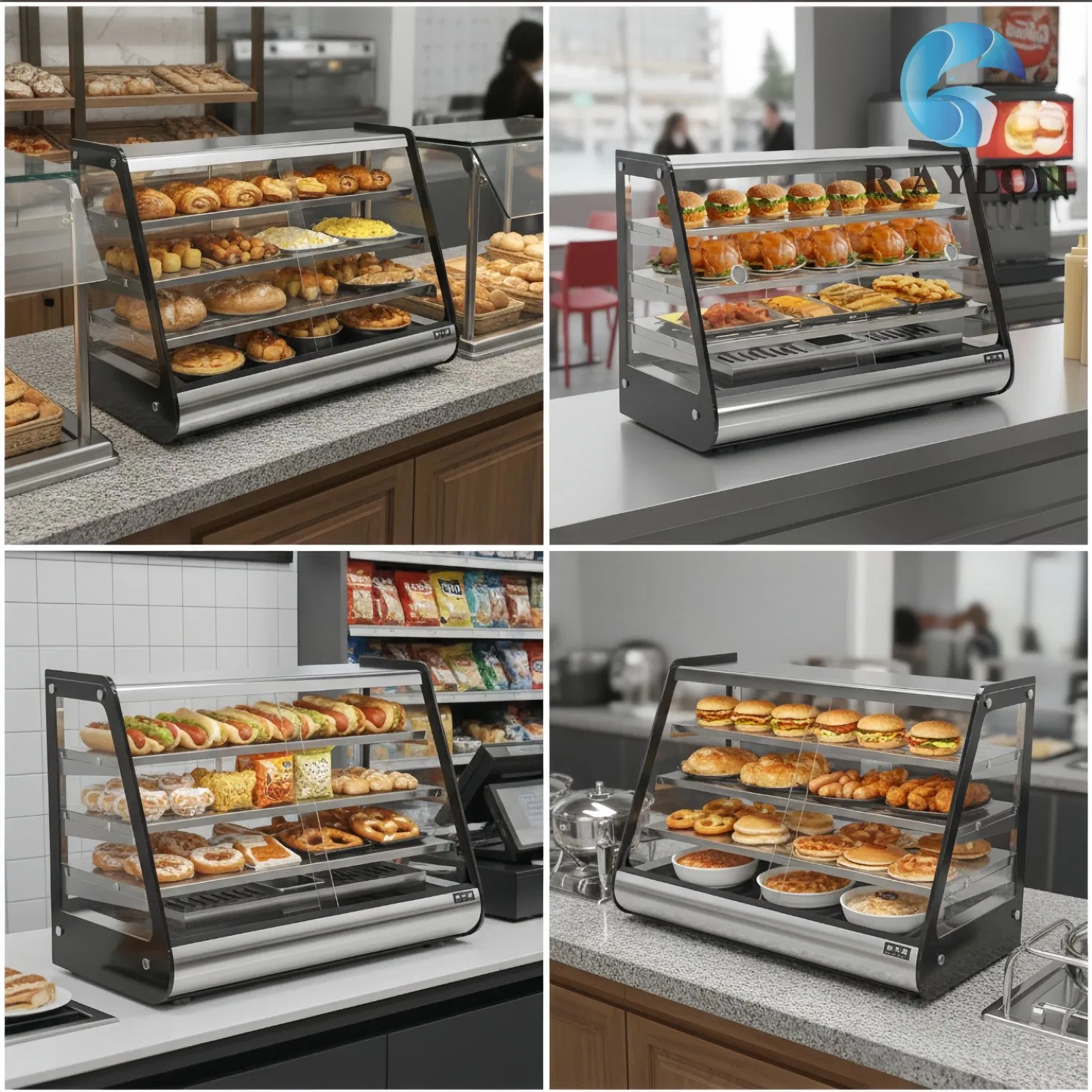 Stainless Steel Commercial Heated Display Cabinet for Food Court