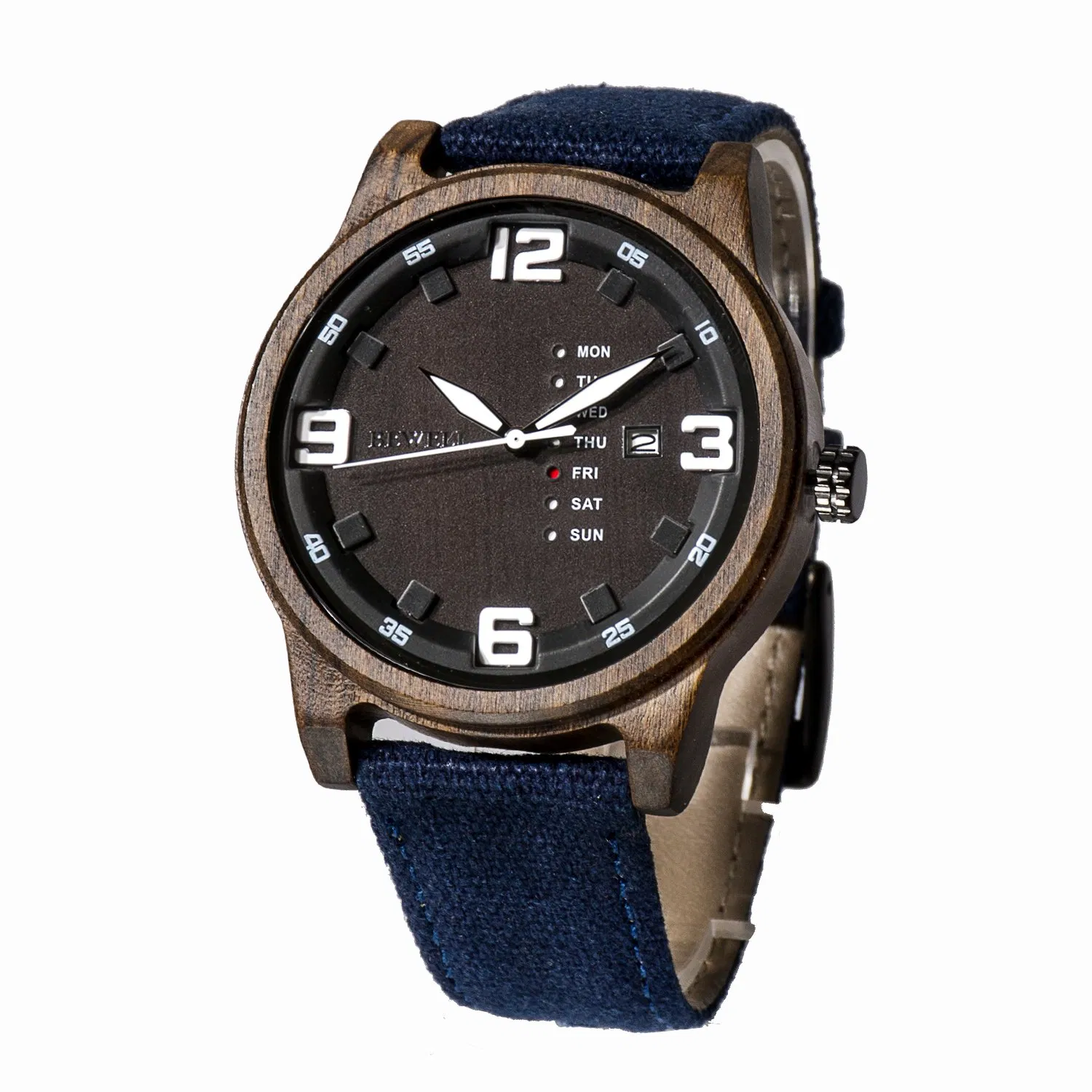 Shenzhen Professional Manufacturer Wood Watch for Men Bewell Brand with Natural Wood Case and Canvas Strap Custom Your Own Reloj