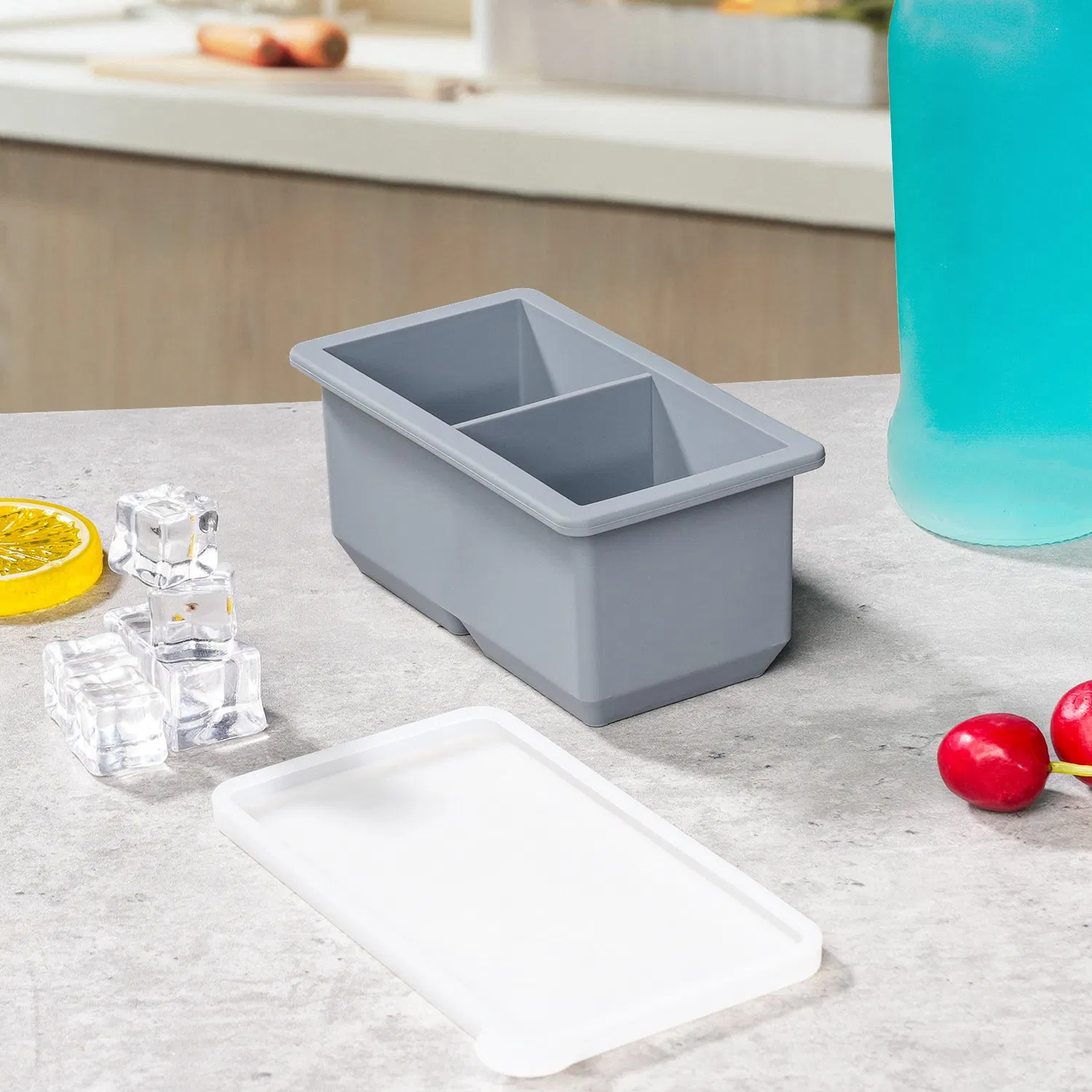 Большая силиконовая форма для льда с крышкой