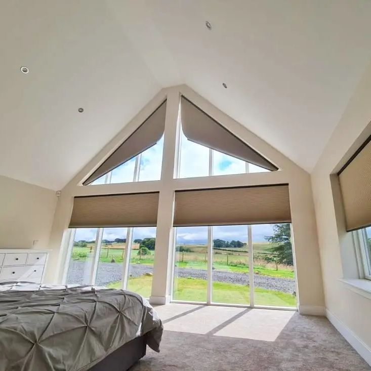 Motorized Irregular Honeycomb Blinds Triangle Cellular Shades for Special Shape Window Blinds