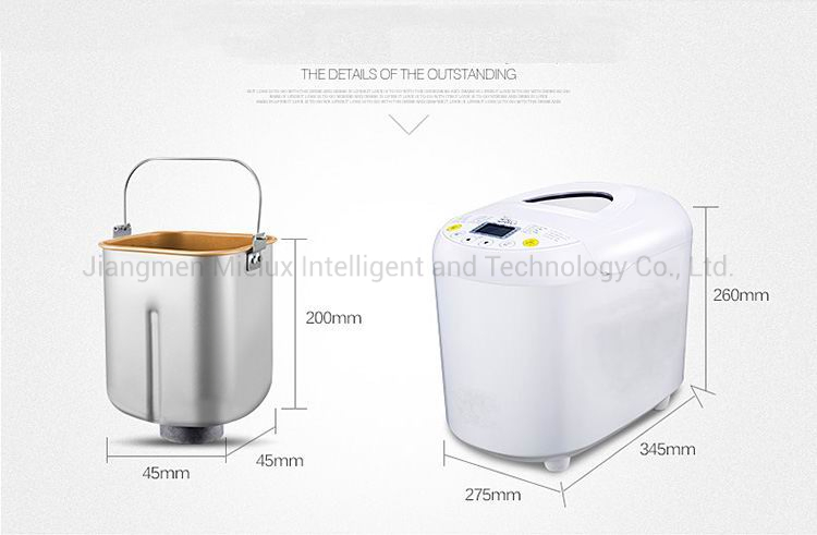 PP Housing Household Bread Maker with PP Panel & Viewing Window on The Lid