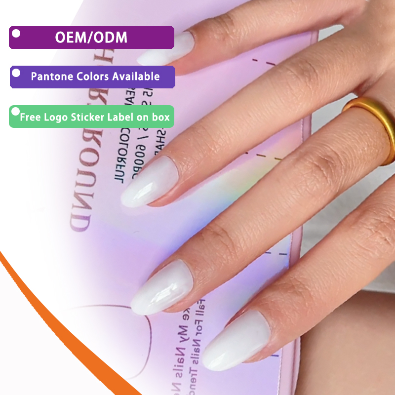 Factory Price Fake Nail Acrylic Gradient Light Pink Short Round Acrylic Nail for Extension DIY