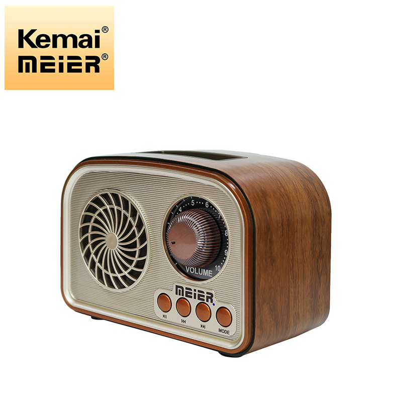 New Top Seller Portable Multi Band Bt Radio with SD TF Card USB Slot Speaker Vintage Wood Grain Radio