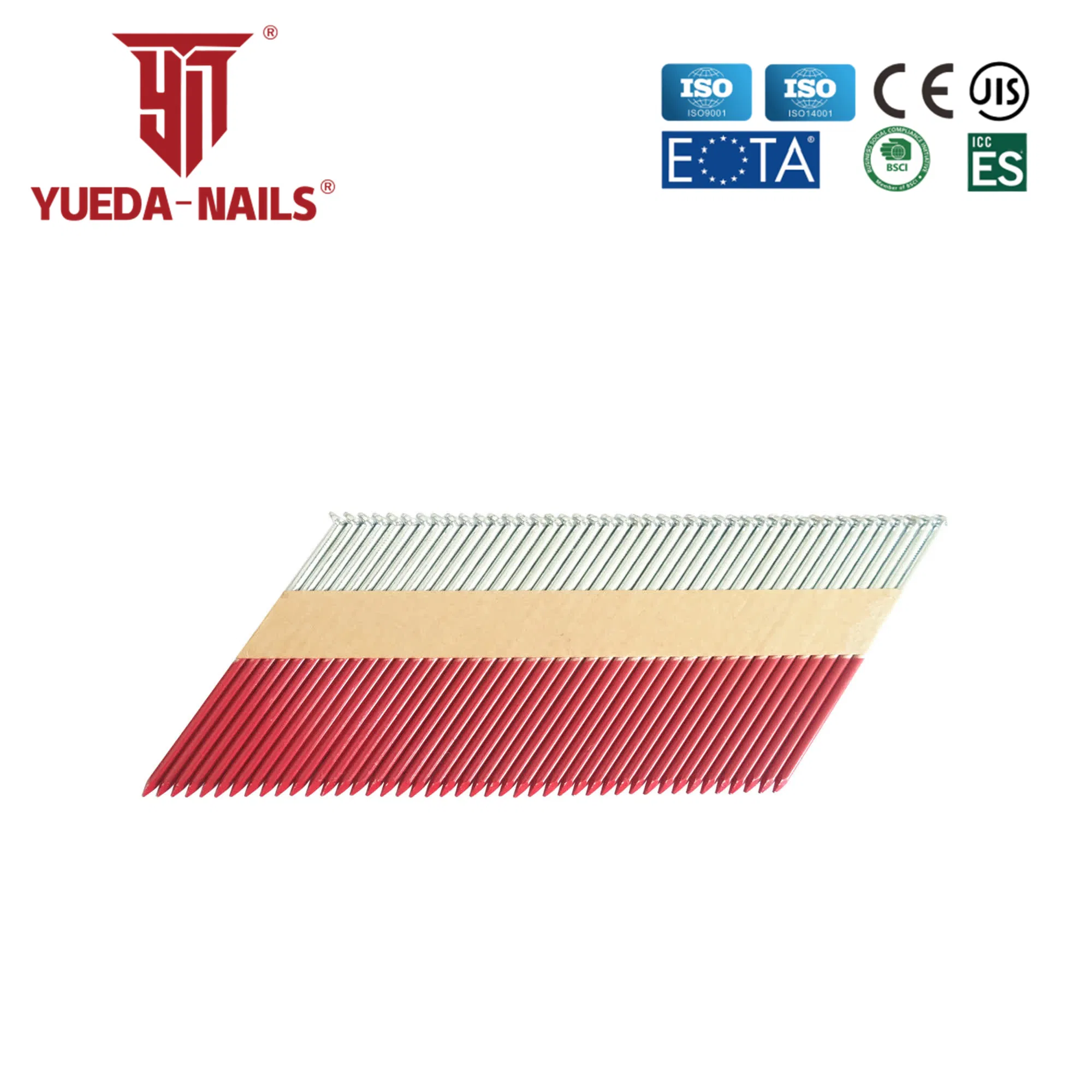 Shanghai Yueda 28/34 Degree Bright/Polish/Eg/SS304/SS316 Smooth/Screw/Ring/Groove Paper Tape Strip/Framing/Plastic Strip/Coil/Loose/Bulk/Da Nails for Nailer