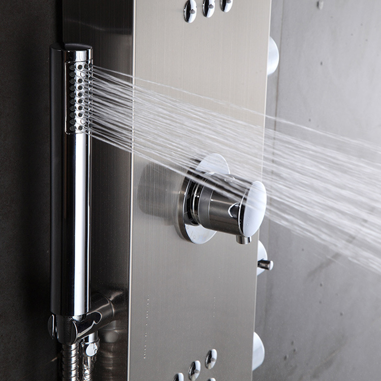 304 Stainless Steel Multi-Function Massage Bathroom Waterfall Copper Shower Column Tower Panels with Handle Shower