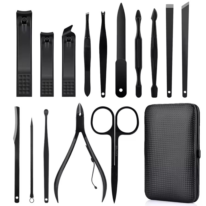 Professional Stainless Steel Nail Clipper Travel & Grooming Kit Nail Tools Manicure & Pedicure Set of 15PCS with Luxurious Case