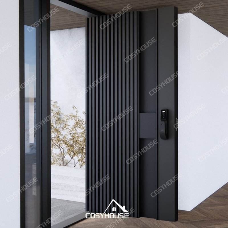 Durable Cast Aluminum and Wood Exterior Door with Insulated Core for Energy Efficiency