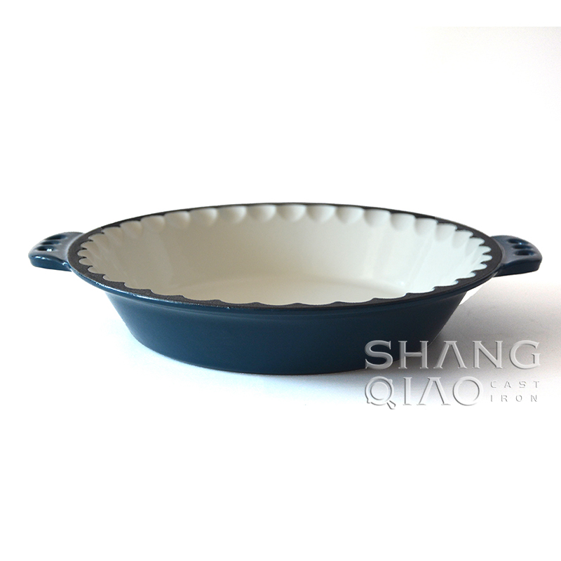 Cast Iron Round Roasting Dish Enameled Bakeware Pans