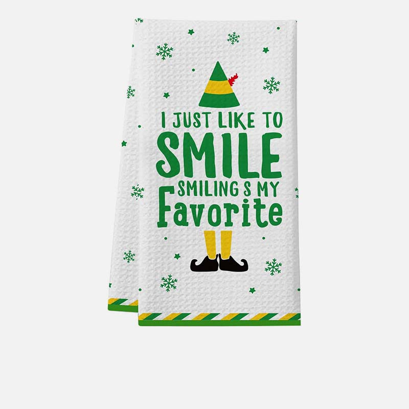 Christmas Digital Printing Hand Towels Quick Dry Waffle Machine Wash Kitchen Towel