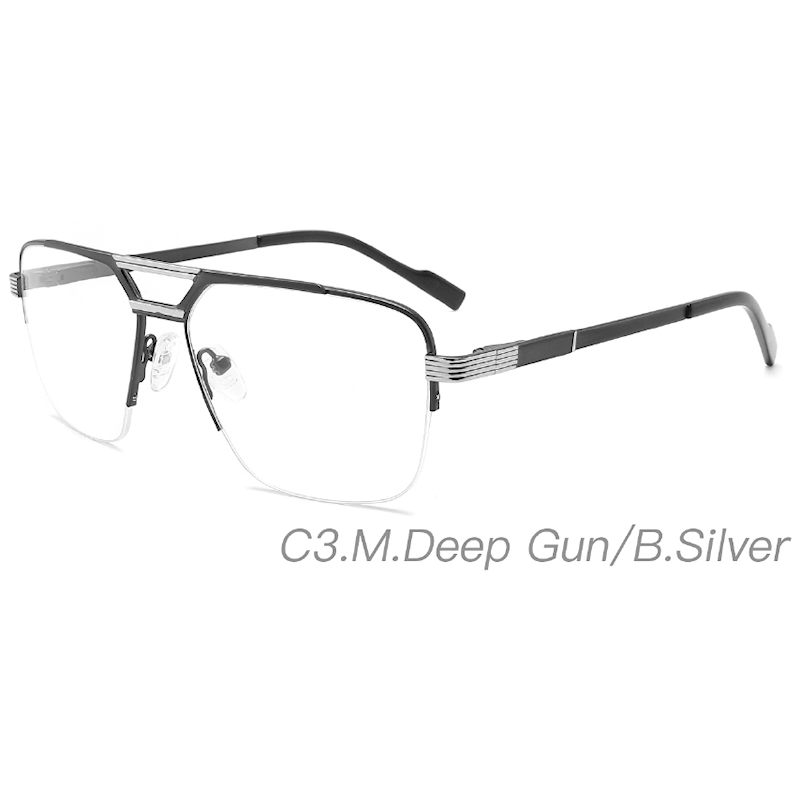 New Fashion Metal Half Frame Classic Metal Hingeanti Blue Light Thick Lenses Presbyopia Glasses
