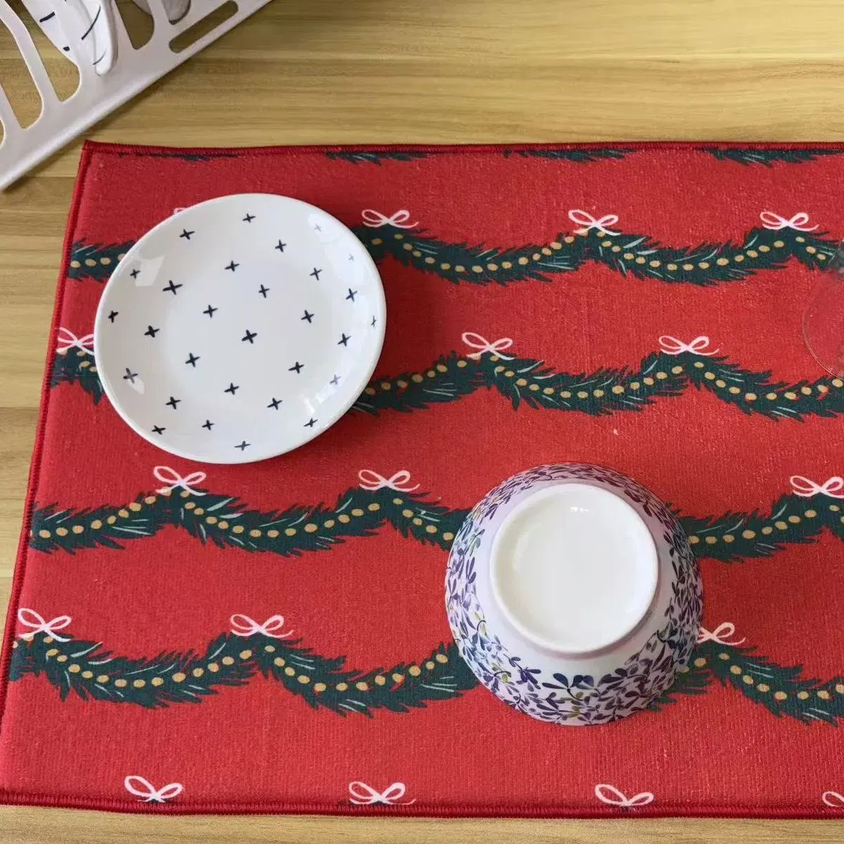 Коврик для сушки посуды из микрофибры, рождественский дизайн