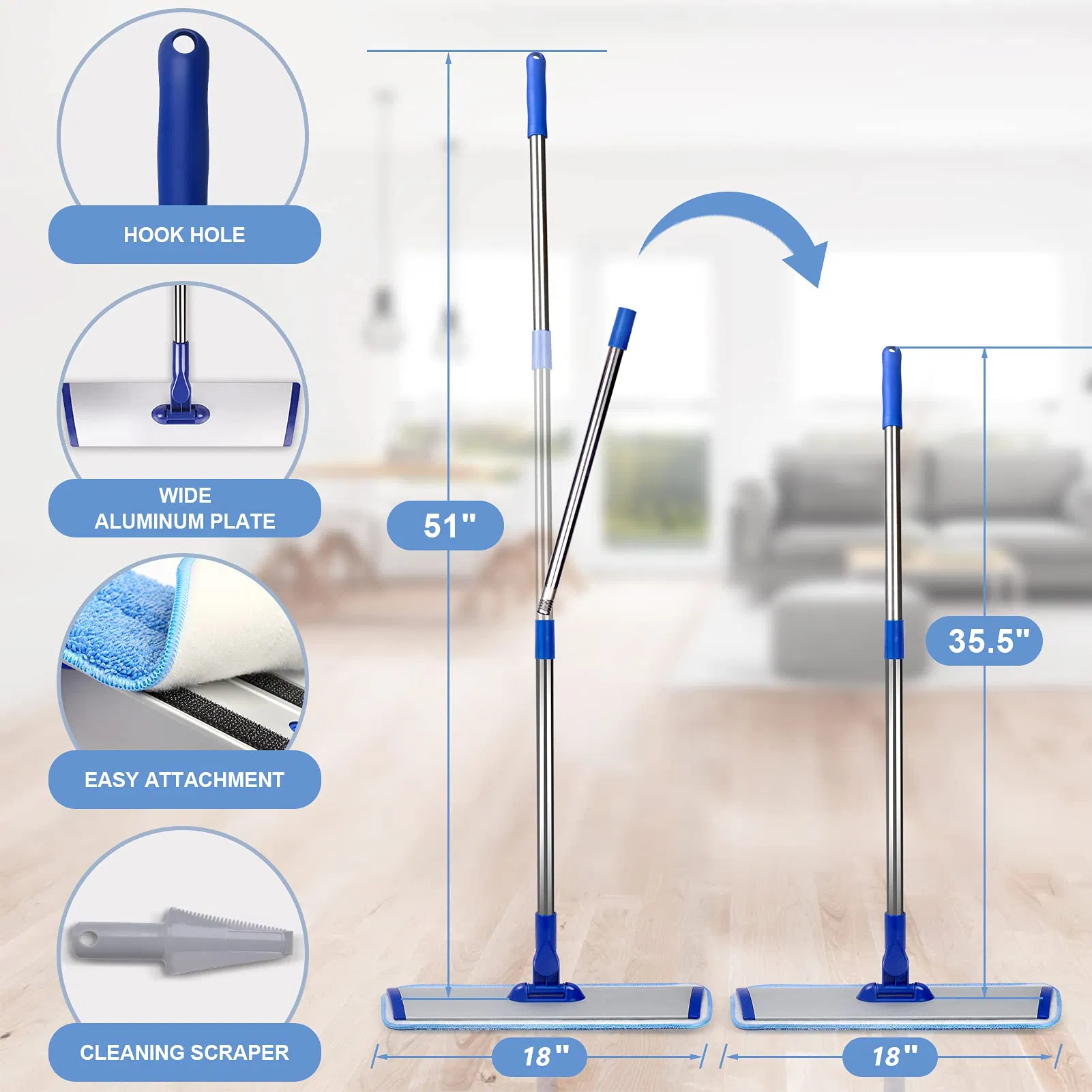 Professional Flat Microfiber Mop Floor Cleaning System