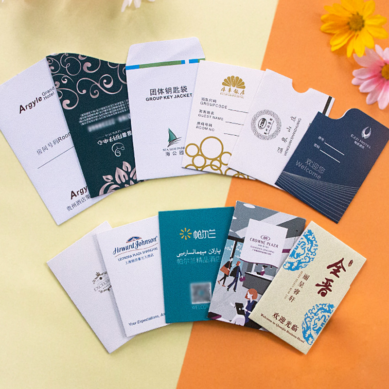 Custom Hotel Room Keycard Envelopes Key Card Wallet Pocket Sleeve Holder with Logo